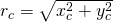  r_c = \sqrt{x_c^2+y_c^2} 