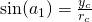  \sin(a_1)=\frac{y_c}{r_c} 